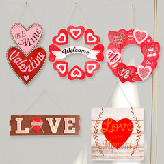 Valentine's Day Party Decor Creative Wooden Doorplate UV Color Printing Hanger Home Wall Decoration Valentine's Day Decor
