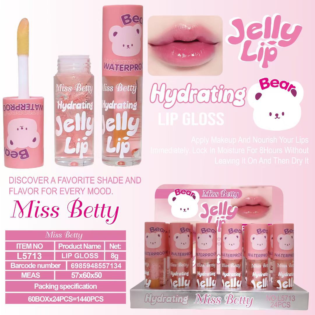 Curioso oso rosa dopamina gelatina de agua, protector de labios, aceite de lavado de labios, hidratante, base, emolvente labial, comercio exterior transfronterizo
