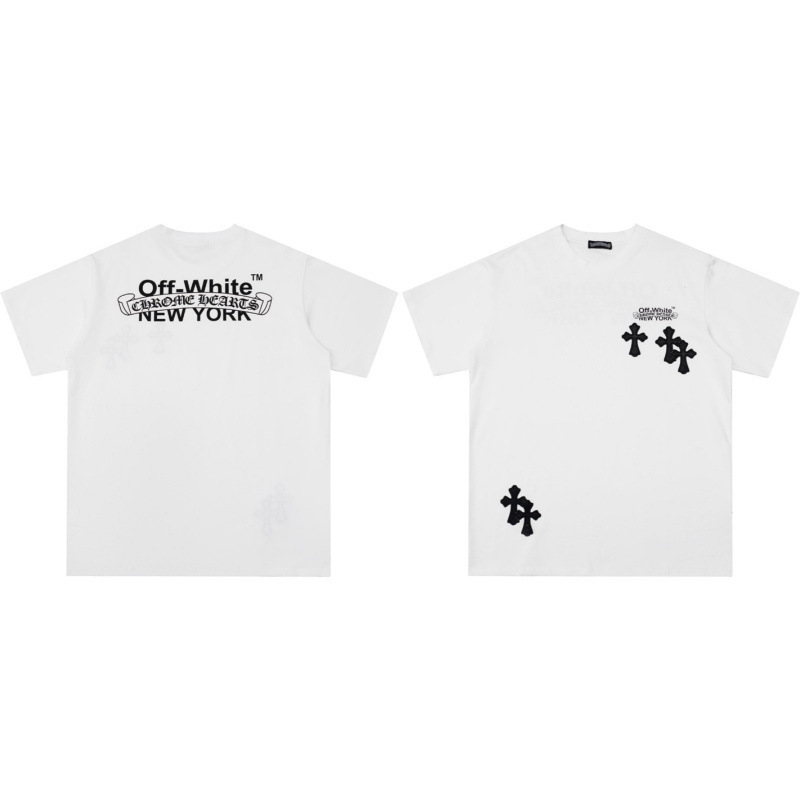 クローバーTシャツのクロスボーダーハイバージョン、ゆったりとしたトレンディなクローバークロスプリント、男女カップル同じスタイルの半袖|undefined