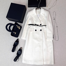 南油秋冬新款双排扣带里布骆驼绒西装领皮腰带长款大衣[玫瑰系列]