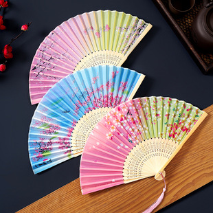 Ancient Style Fan Folding Fan Chinese Style Hanfu Women's Cheongsam Dancing Children Students Summer Portable Folding Small Fan