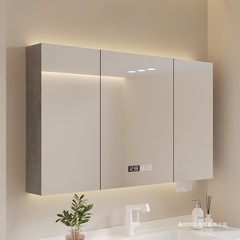 スマート単独鏡棚トイレ壁掛け式物置棚実木浴室ロッカー化粧鏡ランプ付き収納棚