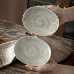 精致小巧小碟子复古风创意椭圆形小吃碟家用陶瓷餐具蘸料碟前菜碟