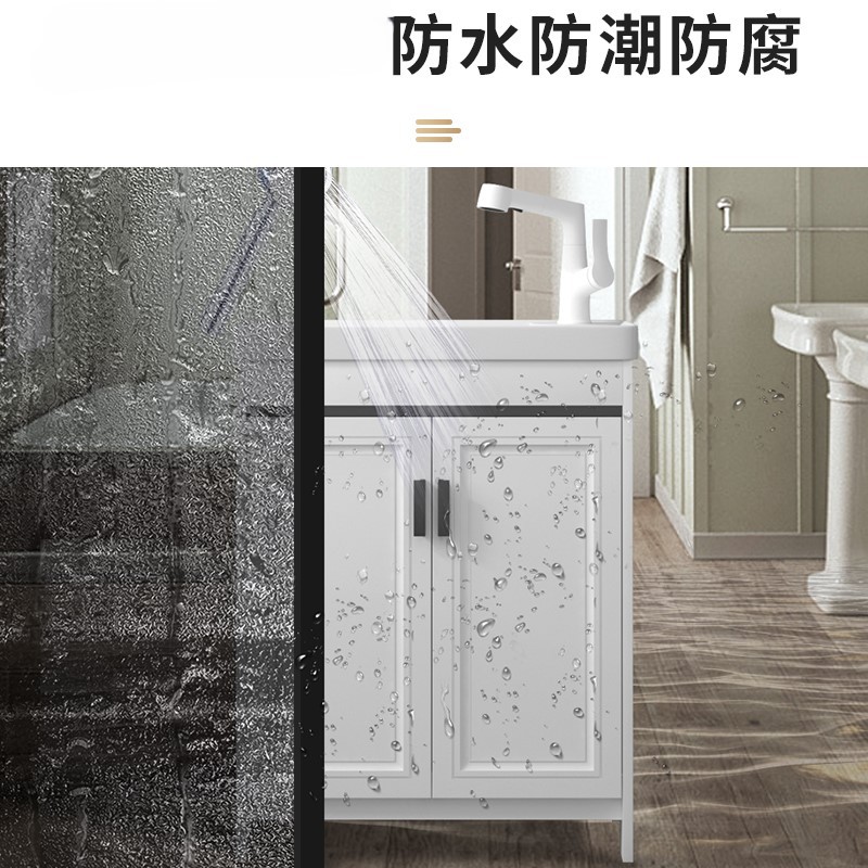 gabinete de lavabo de aluminio espacio cerámica integral lavabo balcón lavabo