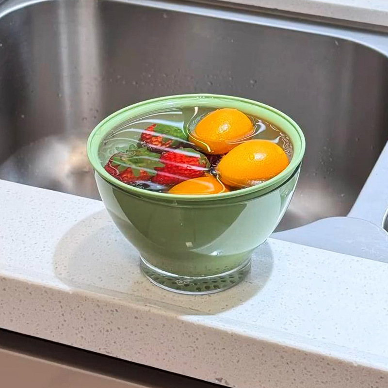 二層ドーパミン風排水バスケット家庭用食品グレードの厚みのある多機能野菜洗いバスケットフルーツプレートリビングルームの高級装飾品|undefined