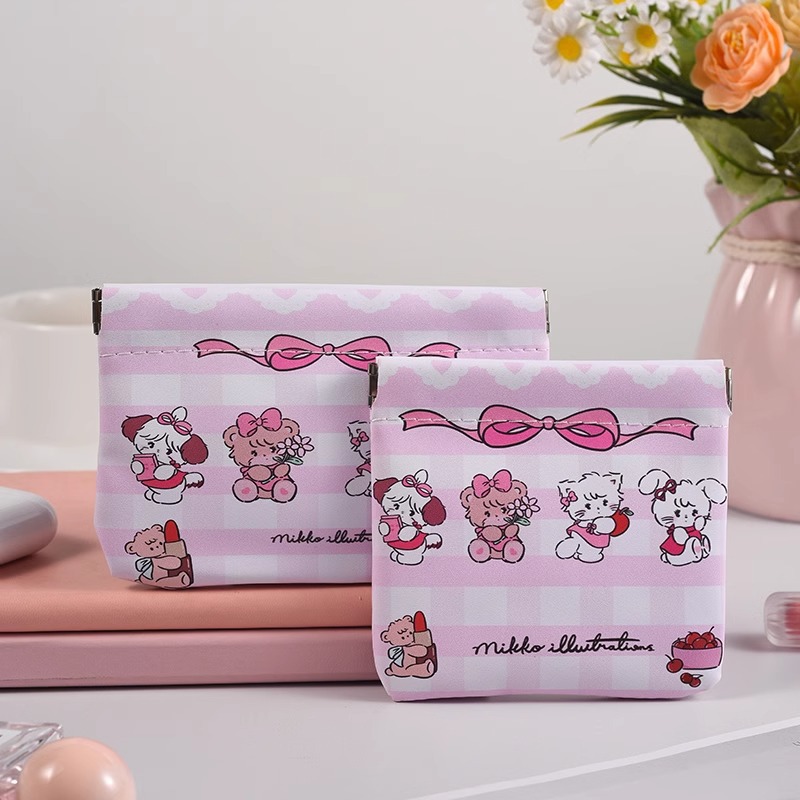 Cute Makeup Bag with Shrapnel Print, Portable Lipstick Storage Bag, Earphone Cable Storage Bag, Portable Self-Closing High-End