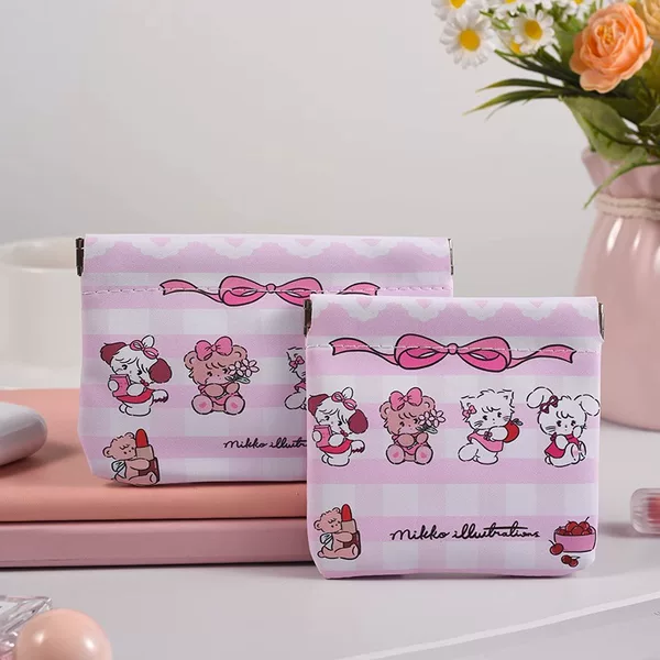 Cute Makeup Bag with Shrapnel Print, Portable Lipstick Storage Bag, Earphone Cable Storage Bag, Portable Self-Closing High-End