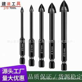 跨境爆款钨钢四刃短款十字钻全瓷砖陶瓷玻璃大理石混凝土三角钻头