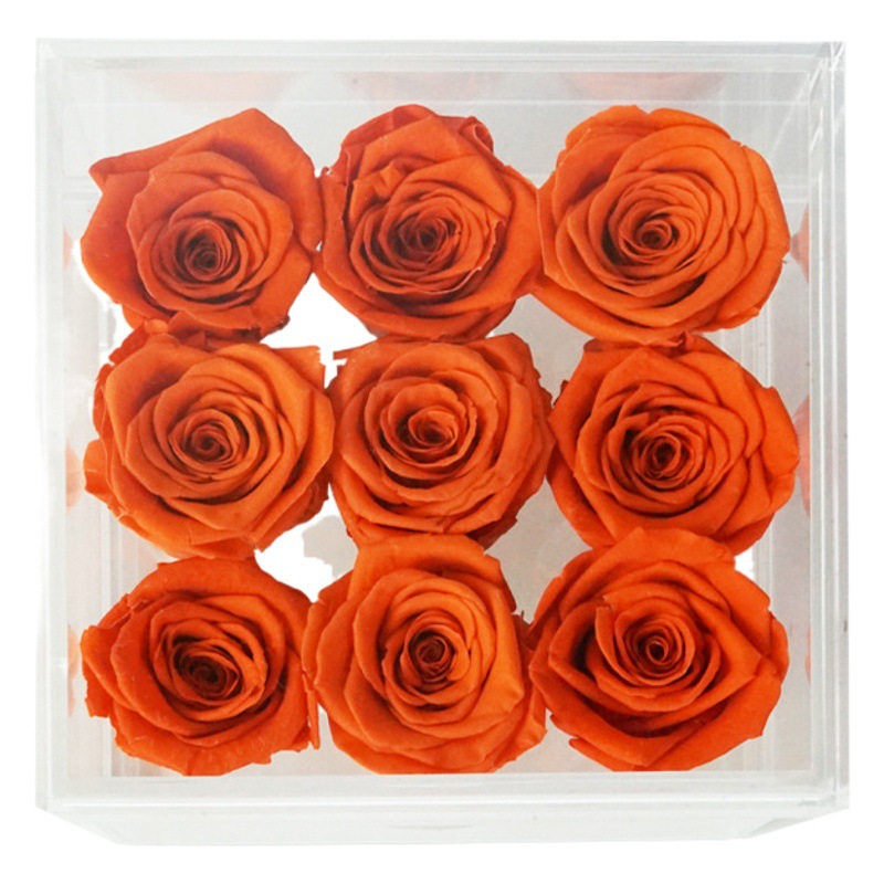 Venta caliente transfronteriza acrílico 9 rosas eterna flor caja de joyería eterna flor Rosa caja del cajón
