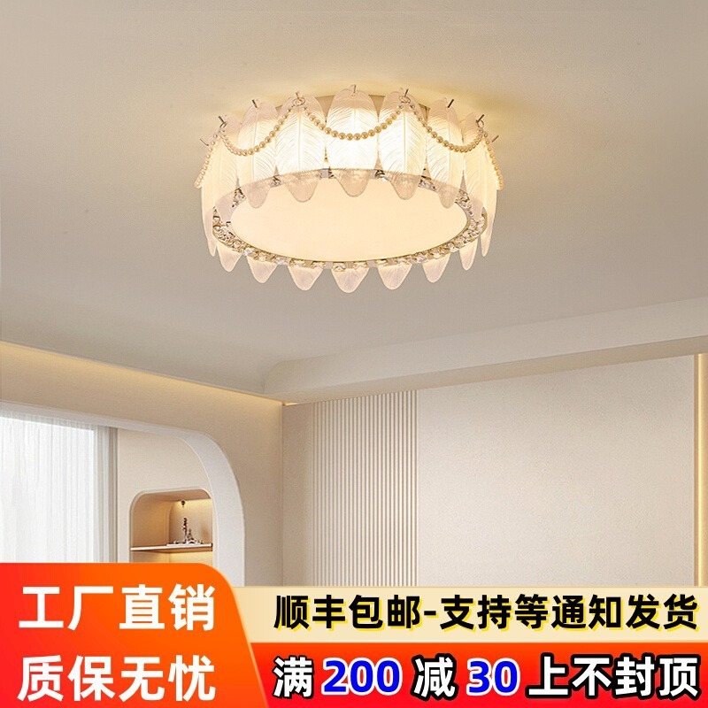 客厅吸顶灯网红奶油风家用创意个性羽毛灯具全屋2025新款组合套餐|undefined