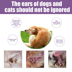 Yegbong Pet Ear Cleaning Solution Cats and Dogs Ear Canal Odor Relief Cleaning Ear Wax Ear Cleaning Drops