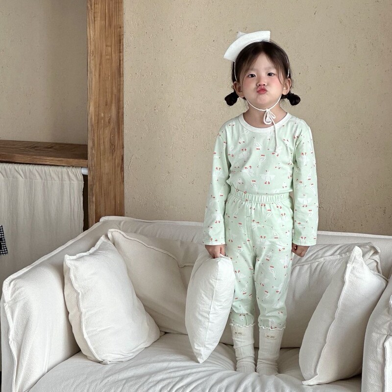纯棉7A无骨莱卡儿童内衣长裤长袖男童女童宝宝秋衣秋裤家居服套装|undefined