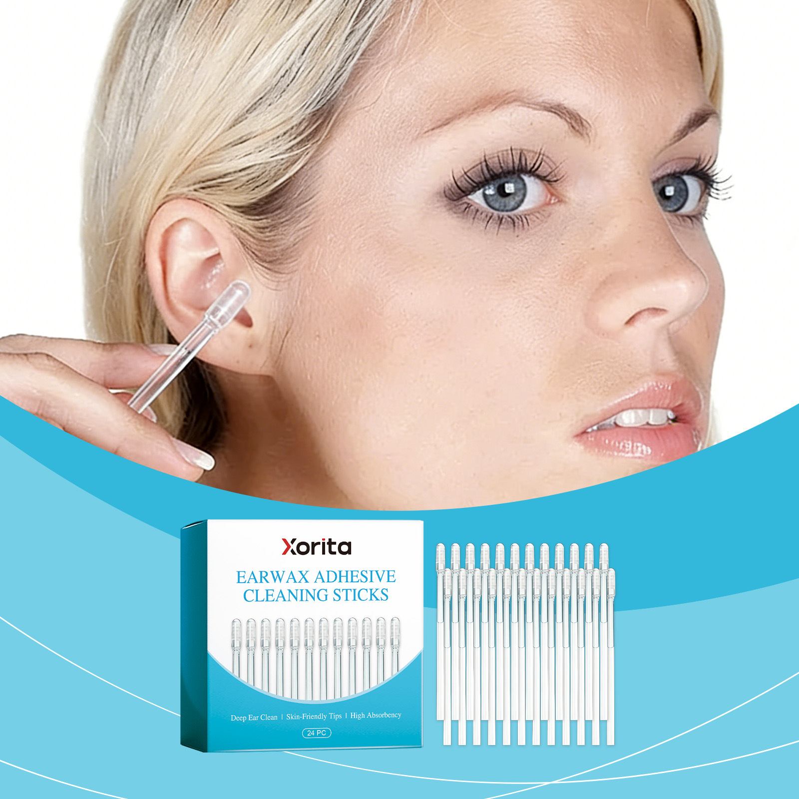 Xorita Sticky Earwax Cleaning Stick, Sticky Ear Cleaning Tool for Gentle and Effective Removal of Earwax, Convenient for Daily Use