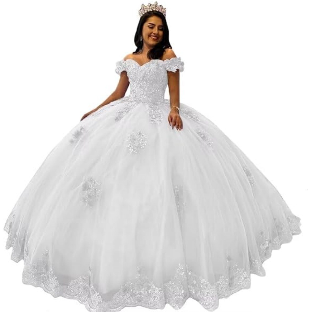Aliexpress pequeña cola de hombro dulce vestido de fiesta vestido de adulta vestido de encaje con cuentas