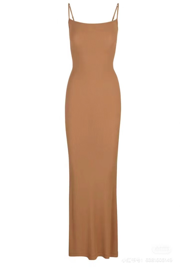 Women's Slim Fit Strappy Maxi Solid Color Bodycon Dress