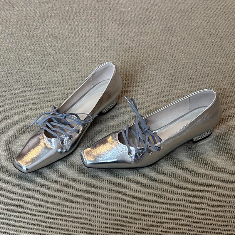Sheepskin Version~Elegant and Comfortable Women's Shoes, Versatile for Daily Commuting, French-Style Chunky Heel, Cross-Strap Mary Jane Shoes