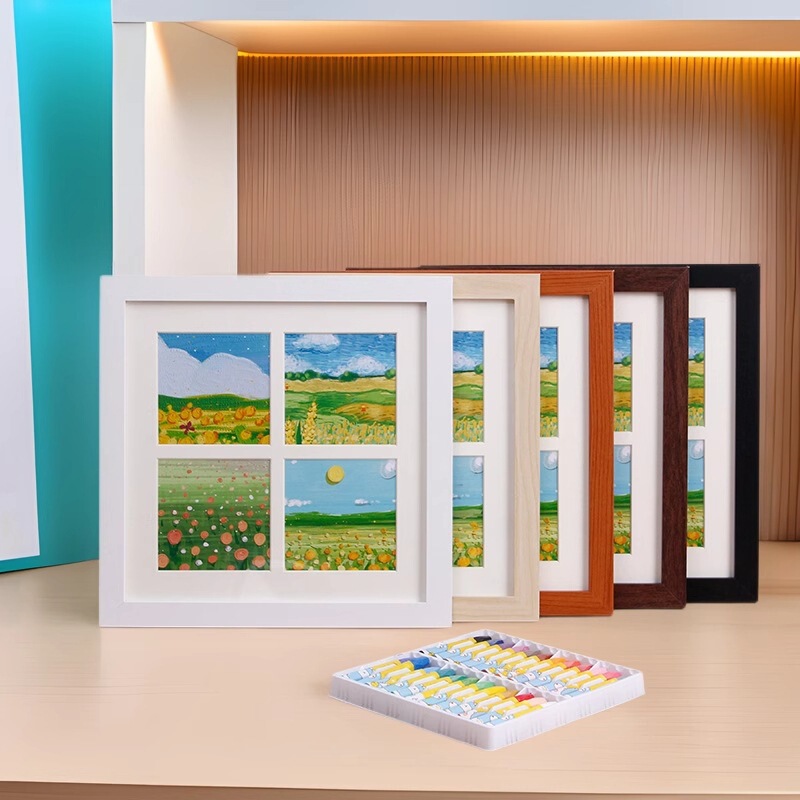 Global Selection of Nine-Square Grids and Four-Square Grids Oil Pastel Photo Frames, Square Photo Frames, Creative Oil Painting DIY Photo Frames