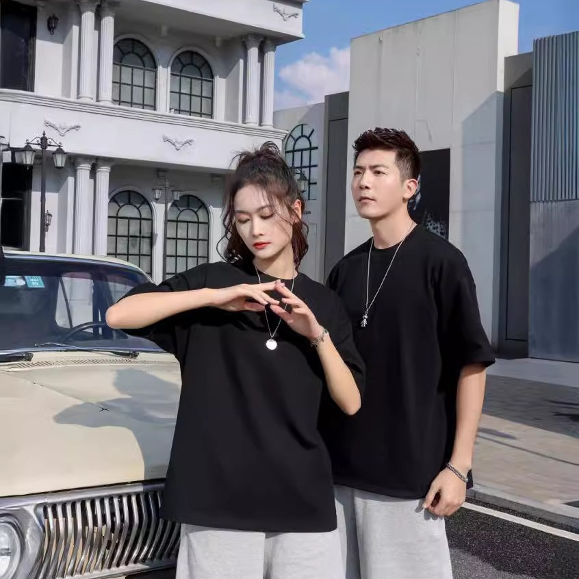 Cotton T-shirt for men and women for work with a round collar
