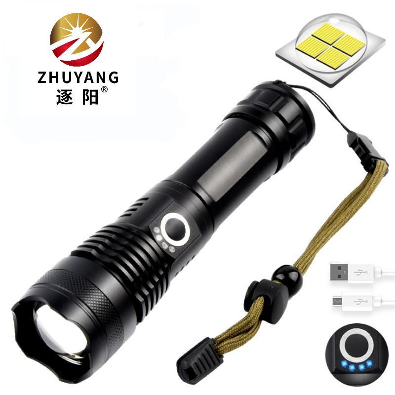 FUENTE fabricante linterna de luz fuerte Tipo-C de carga resalte al aire libre de iluminación remota pantalla de potencia cambio telescópico