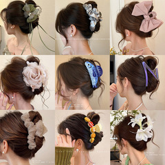 韓国アクリルフラワーヘアクリップ女性用、シャーククリップ、大型、高級、ヘアボリューム、マルチヘッドアクセサリー