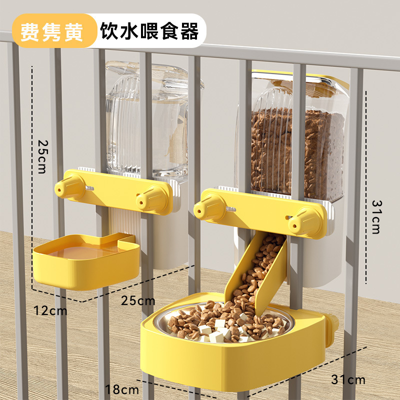 Jaula para mascotas, bebedero, gato colgante, alimentador de agua potable, cuenco para perros, cuenco para gatos, suministros para jaulas para perros de gran capacidad