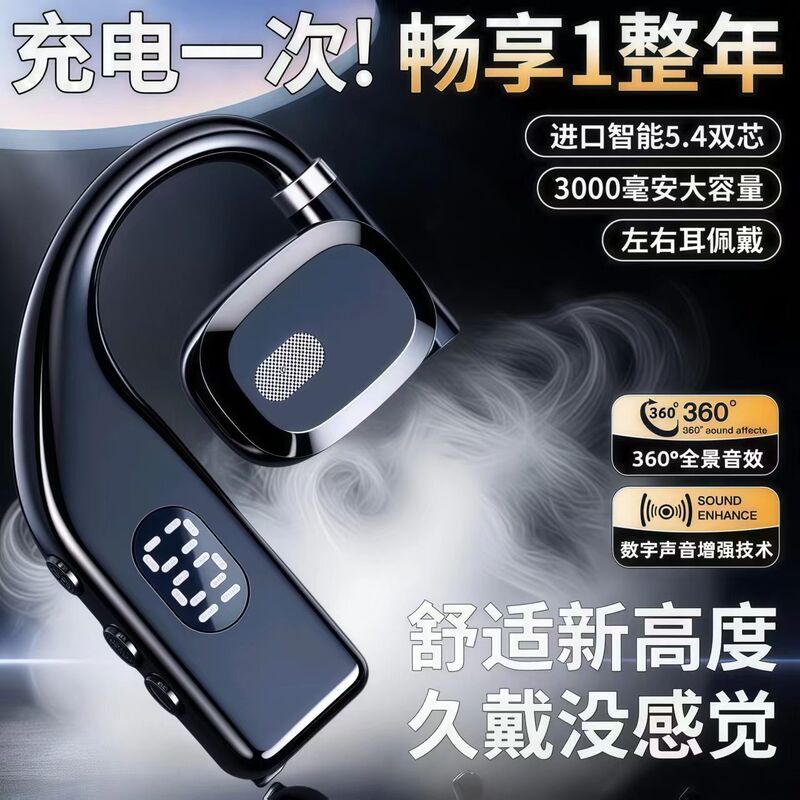 [Switchable between Left and Right Ears] New Wireless Bluetooth Earphones, Non-In-Ear, Ultra-Long Battery Life, Universal Over-The-Ear Style