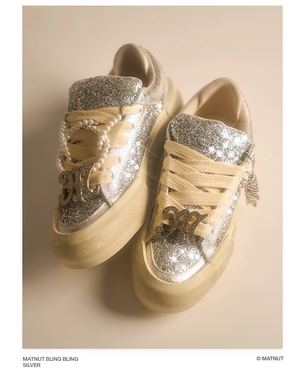 Sparkling diamond sequin thick-soled old dirty shoes for women 2024 spring new white shoes retro sports casual shoes sneakers_voghion.com