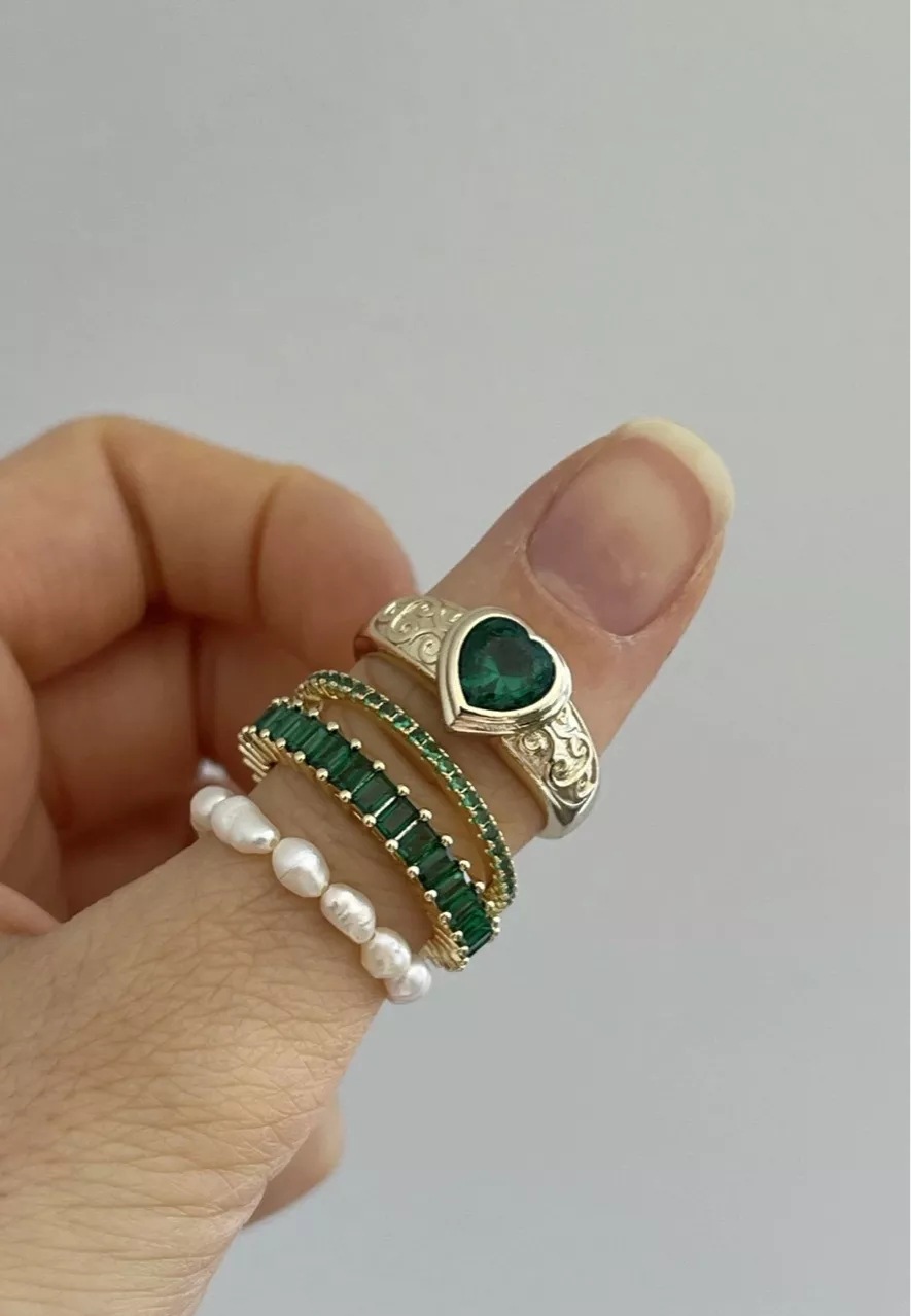 Heart Shape Pattern Wholesale Jewelry Retro Heart Shape 304 Stainless Steel Zircon 18K Gold Plated Rings