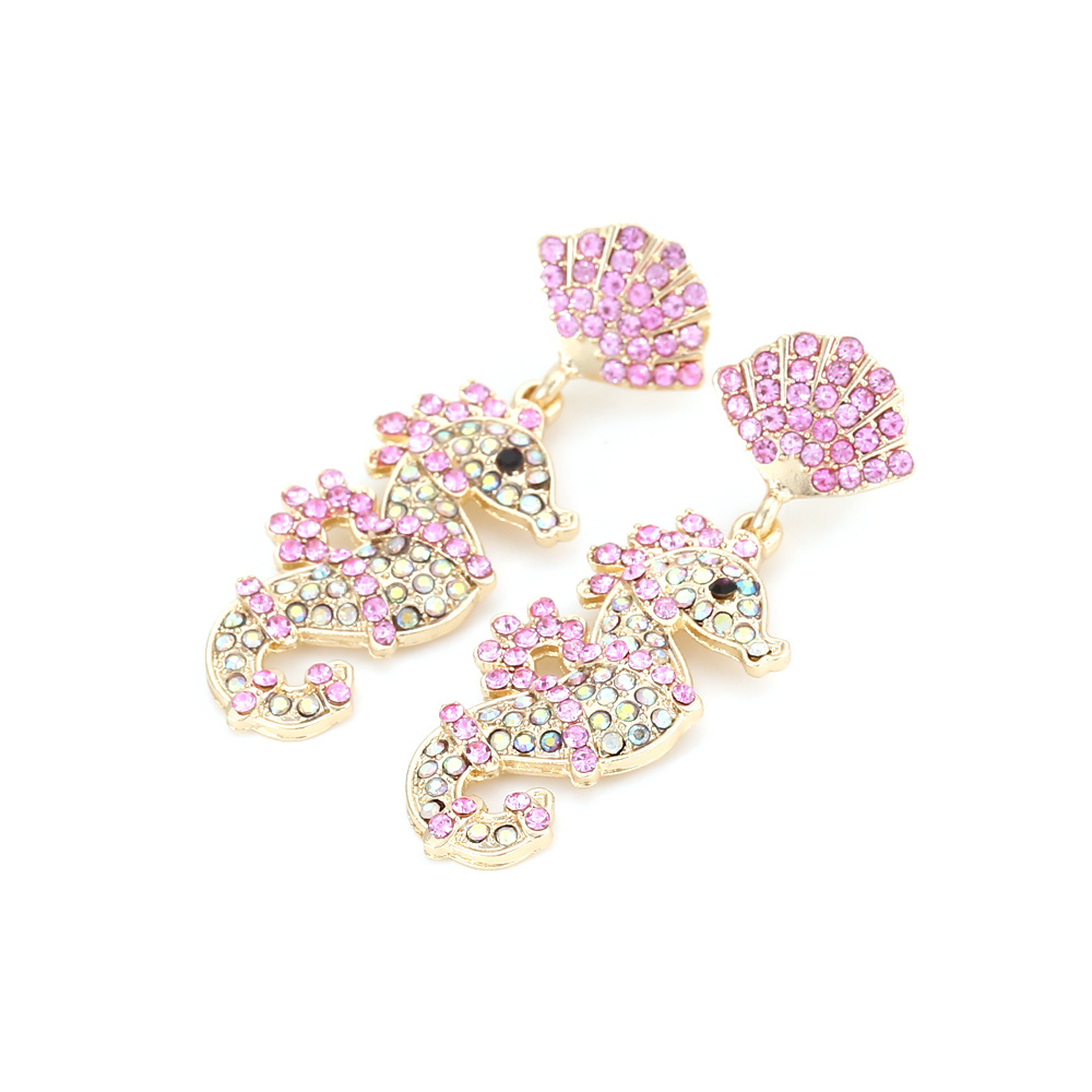 1 Paar Einfacher Stil Hippocampus Überzug Zinklegierung Künstliche Strasssteine Tropfenohrringe display picture 5