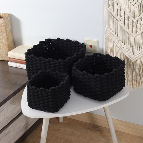 Desktop cotton rope woven storage basket, large basket, home organization, cosmetic mask, remote control, sundry snack box