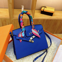 跨境女包2024新款丝巾凯莉包时尚大容量手提包复古单肩斜挎铂金包