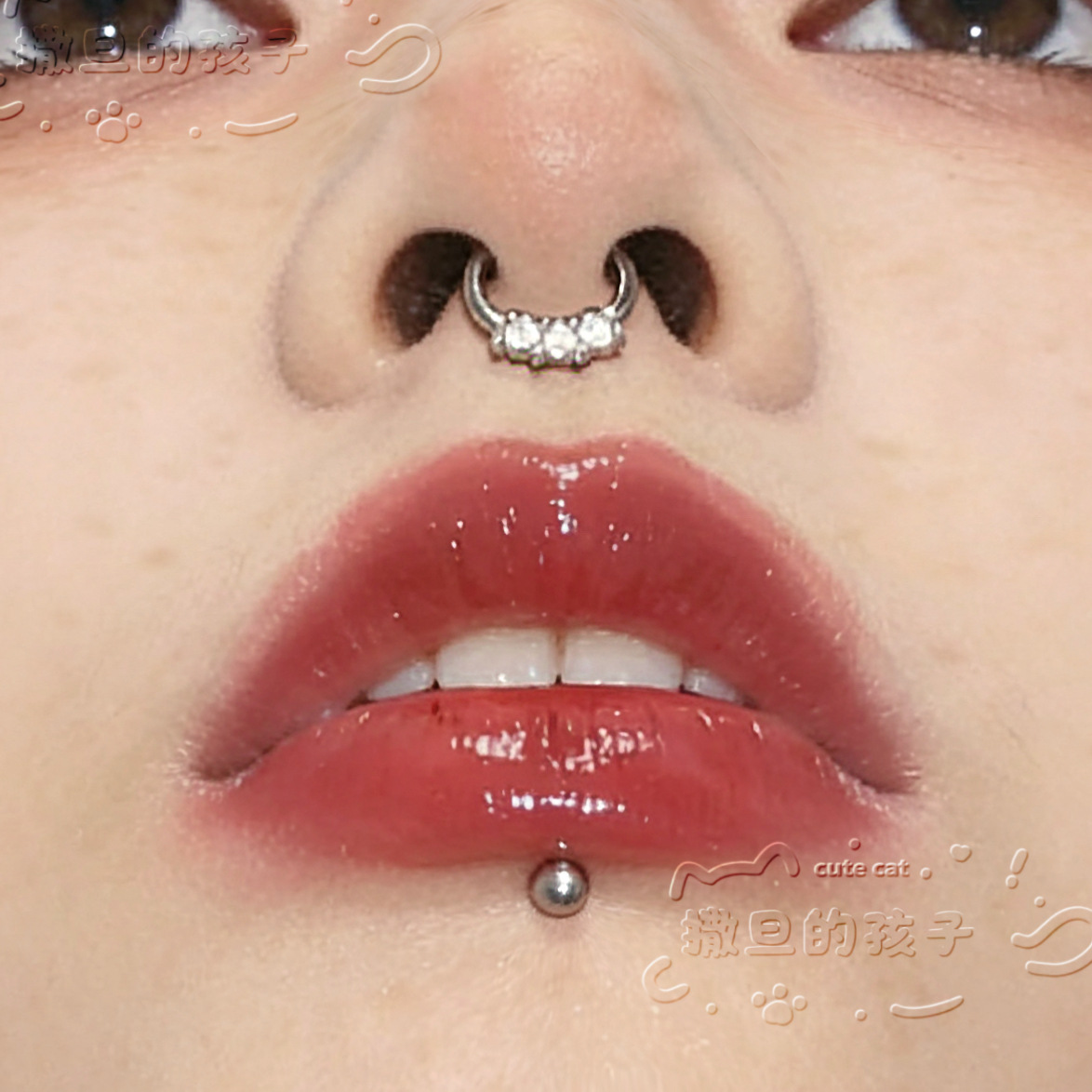 Satan's Children Slavic Aesthetics Nose Ring - 1.2mm Thick 10mm Diameter Septum Hoop, Titanium Steel Nose Stud for Ear Cartilage, Handcrafted Piercing Jewelry detail image 3