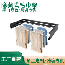 跨境专供隐藏式毛巾架卫生间浴室置物架铁架铝合金管高承重浴巾架
