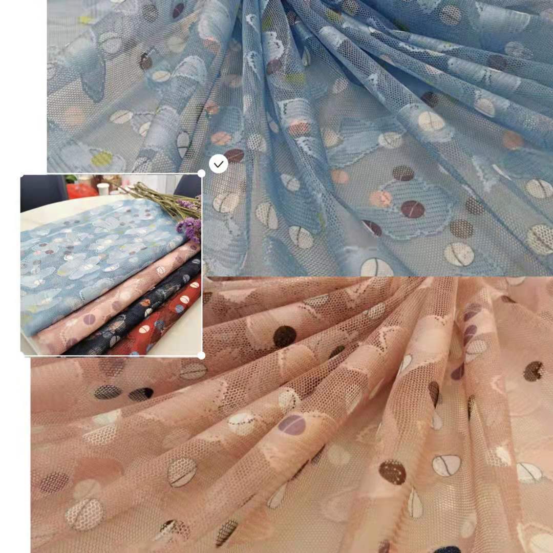 新款现货~涤纶无弹小花朵多种图案蕾丝多色圆点印花 裙装等面料