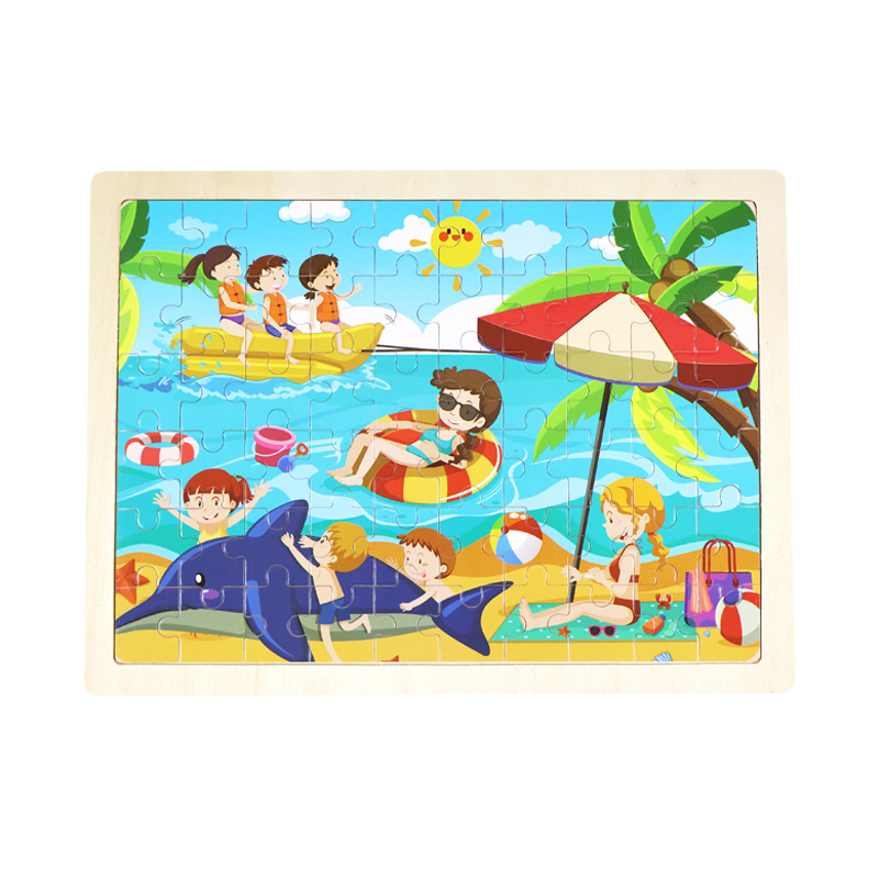 60 piezas de madera puzzle de dibujos animados para niños cuentos de hadas puzzle plano para bebés juguetes de bloque de construcción de puzzle de educación temprana