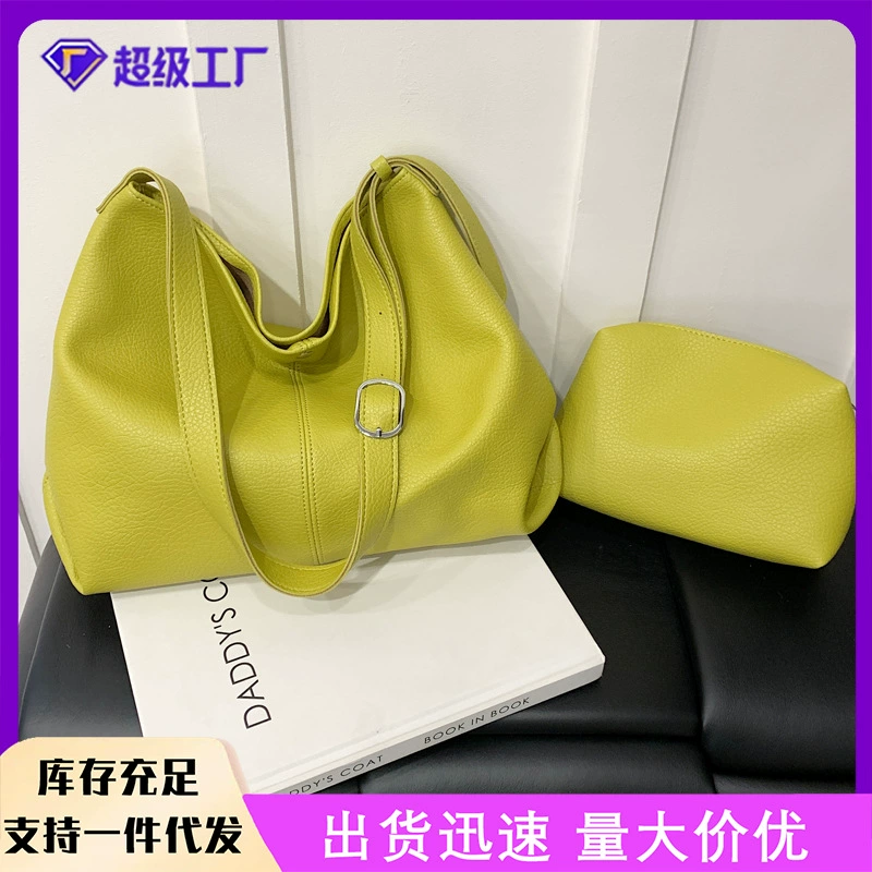 Портативная сумка-ведро для женщин, ретро-стиль, повседневная модная сумка через плечо, вместительная сумка для работы и путешествий, лето 2025