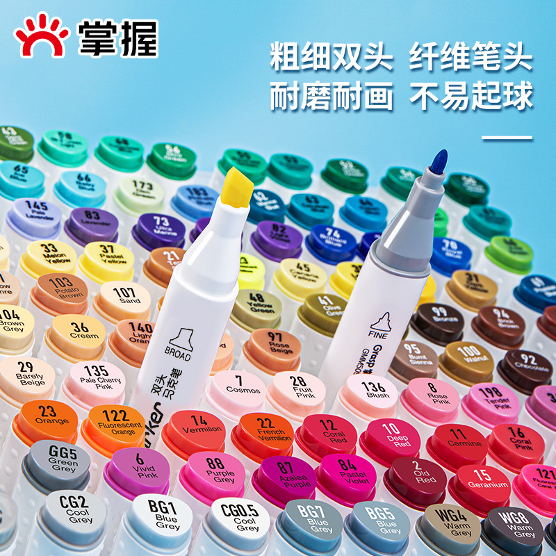 Master the Use of Oil-Based Dual-Tip Markers That Are Durable, Resistant to Wear and Tear, and Not Prone to Flaking, Suitable for Students' Handwritten Reports and Drawing