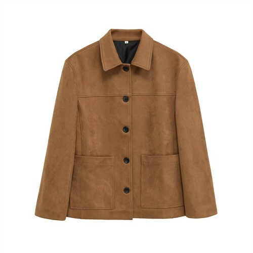 European and American style women's clothing fashion trend temperament leather lapel single-breasted long-sleeved jacket outer