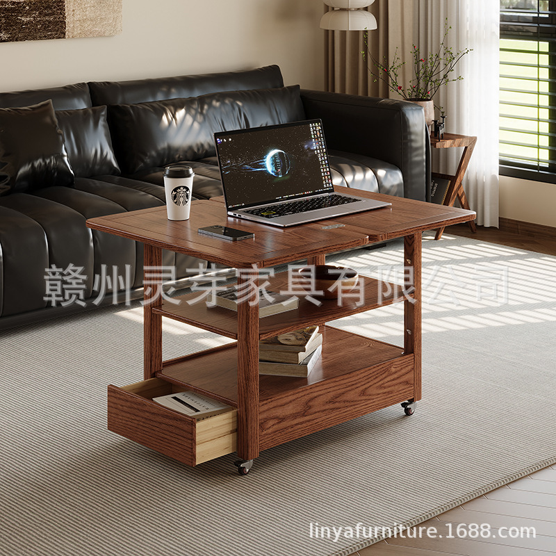 实木小推车茶几家用可折叠移动茶台茶桌小户型客厅多功能沙发边几|undefined