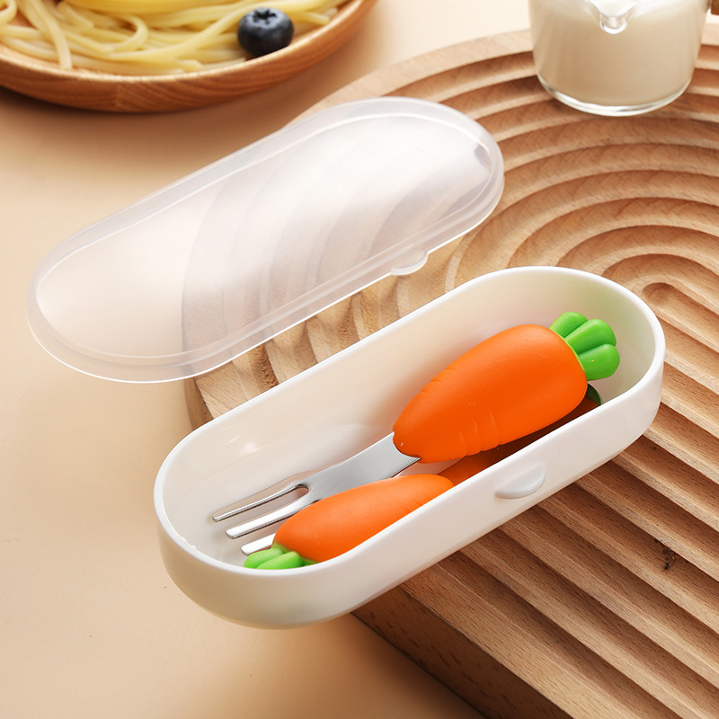 당근 모양 스푼/포크 세트 (플라스틱 포장) - 오렌지색