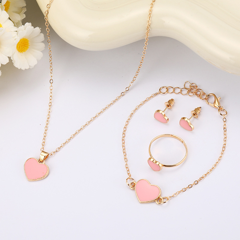 European and American Fashion Butterfly Enamel Necklace, Exquisite Versatile Niche Style with a High-End Feel, Clavicle Chain Jewelry 4-Piece Set