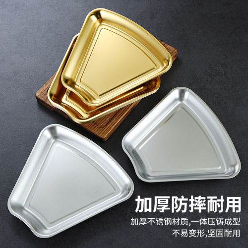 Korean stainless steel hot pot dish, barbecue snack plate, round plate, barbecue plate set, 304 gold plate