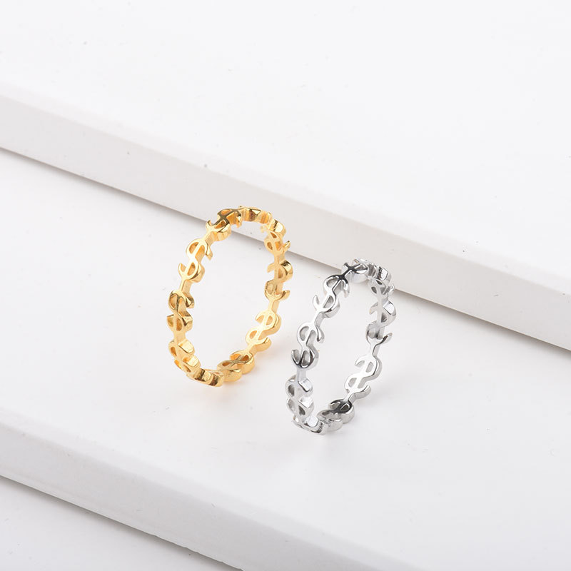 Simple Titanium Steel Gold-plated Ring Fashion Coin