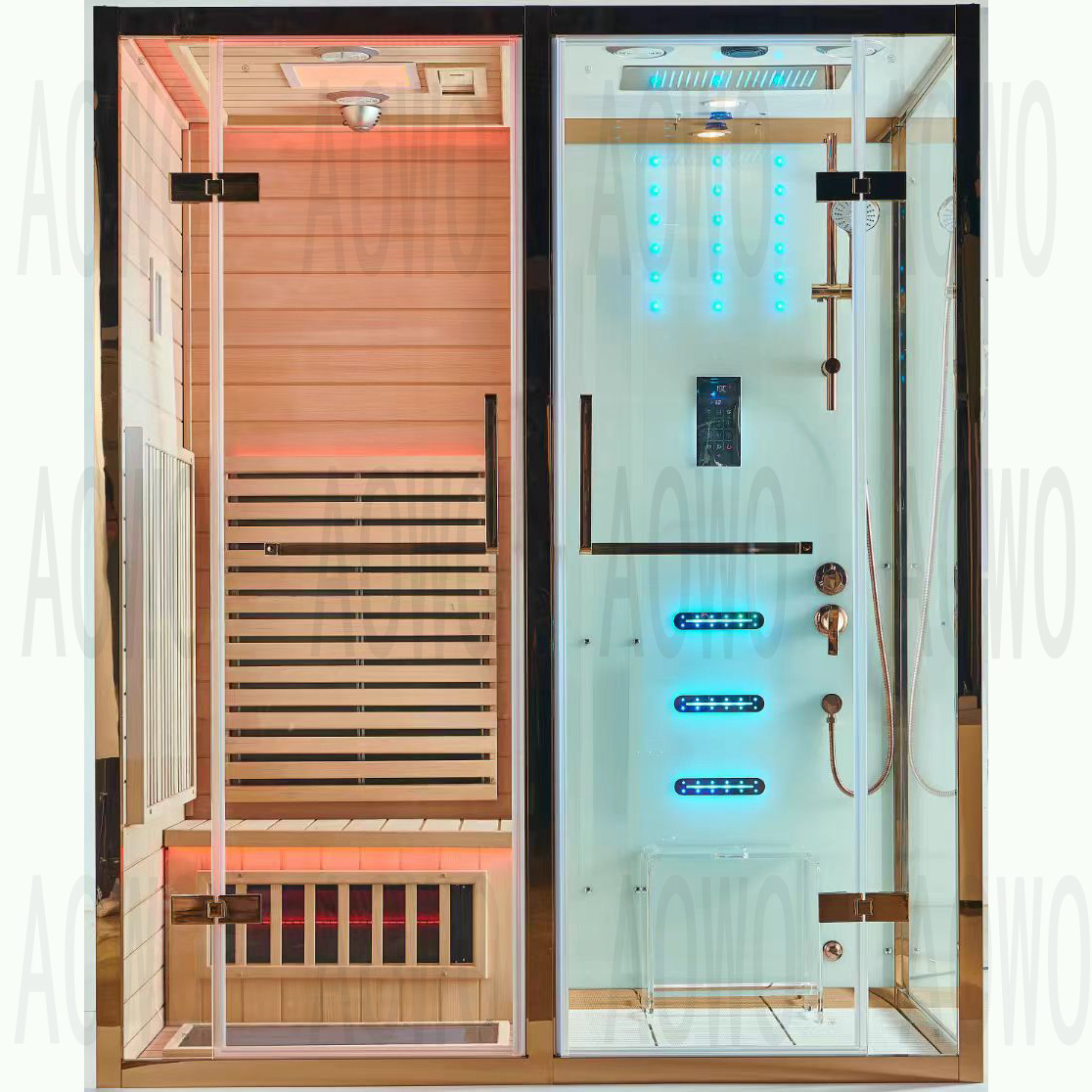 sala de vapor húmedo y seco no estándar, sala de onda de luz de vapor húmedo, sala de ducha integral, baño doméstico, villa