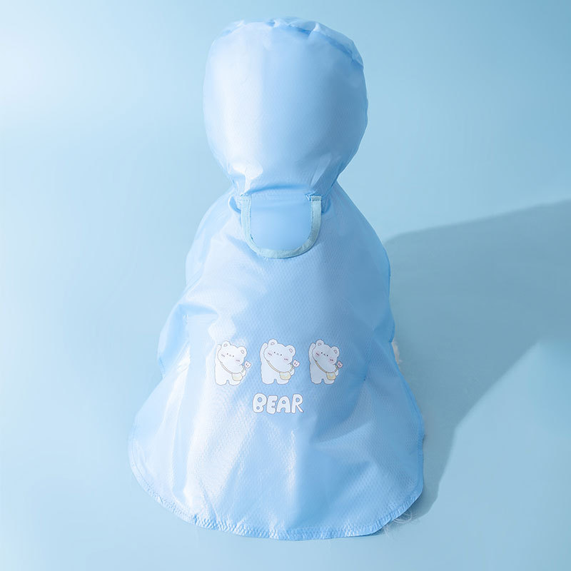 Perro lindo impreso poncho con capucha perro pequeño Teddy día lluvioso mascota de dos patas capa de tracción impermeable