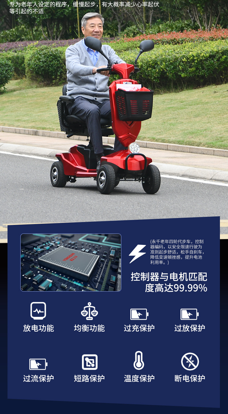 Factory direct supply for the elderly walking electric car adult folding four-wheel car for the elderly disabled battery car sightseeing car