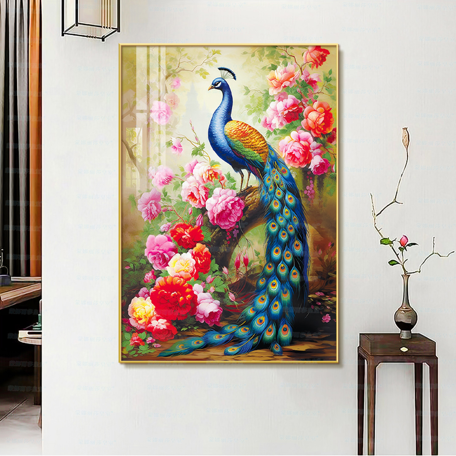 Mona Lisa real bordado elegante pavón nuevo estilo chino auspicioso salón hermosa decoración bordada a mano image 8