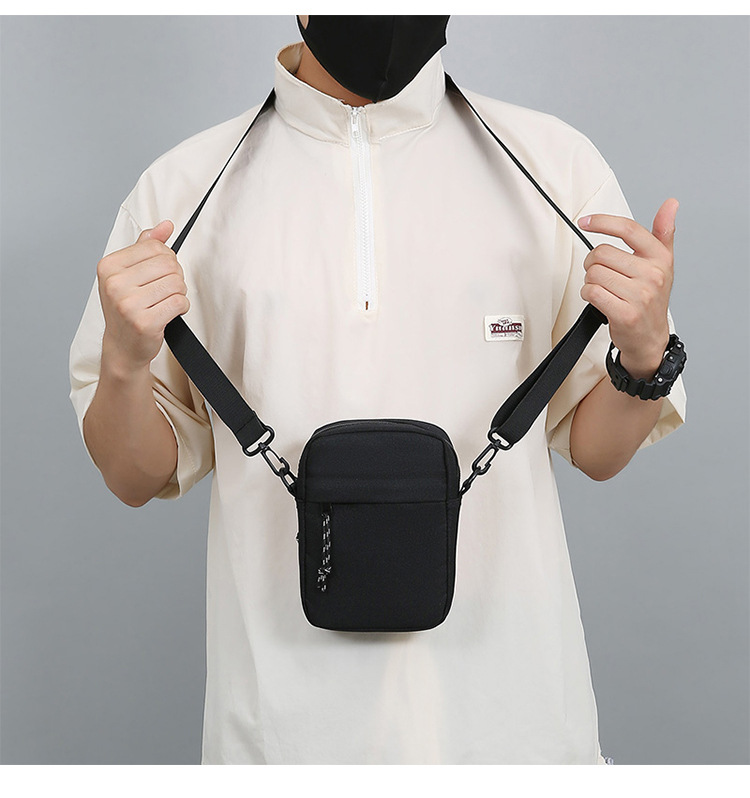 Business, Classic Style Style Men's Solid Color Oxford Cloth Zipper Crossbody Bag