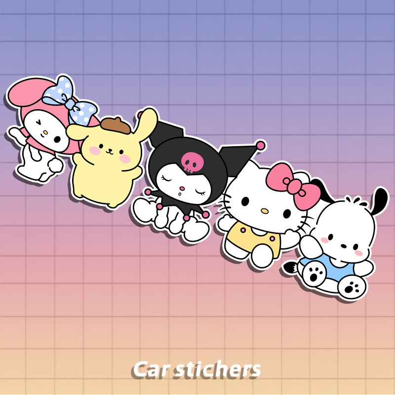 Sanrio car stickers cute cartoon window rear bumper covering scratches decorative laptop stickers