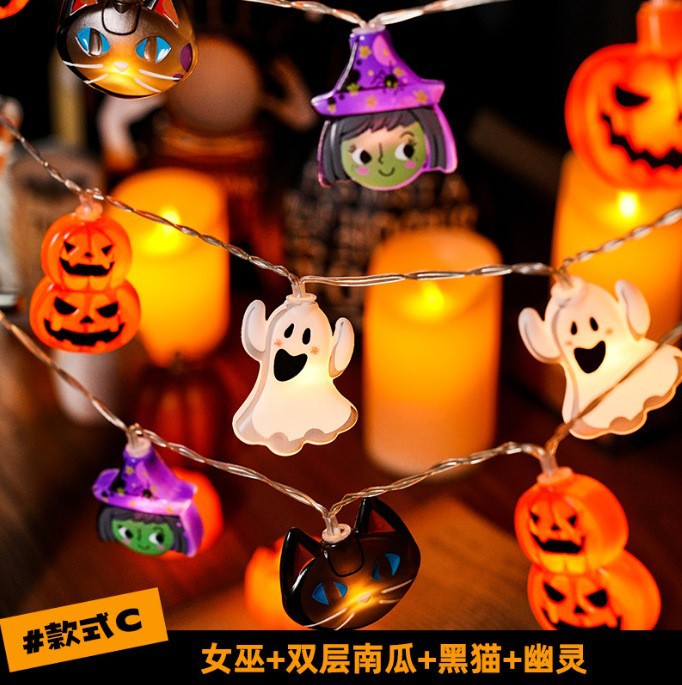 Arreglo de escena de cadena de luces de Halloween de Amazon cadena de luces LED de calabaza decoración de vacaciones al aire libre cadena de luces LED de Halloween